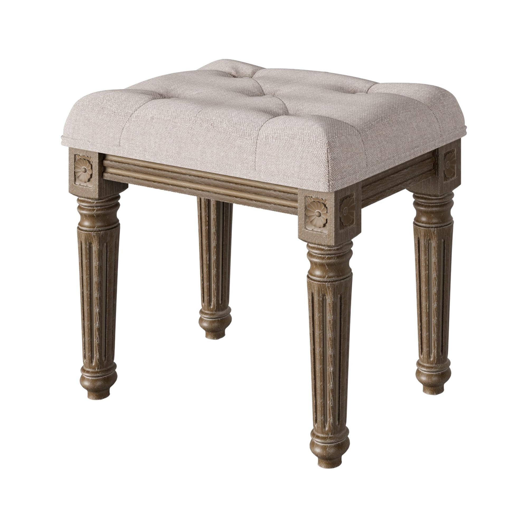 Wood Vanity Chair, Vanity Stool, Linen Makeup Stool, Foot Stool, Rest