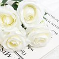 thumbnail image 3 of Flower 5pcs Artificial Flower Rose Bright Color Long Lasting Attractive Decorative Fake Silk Flower Decoration, 3 of 5