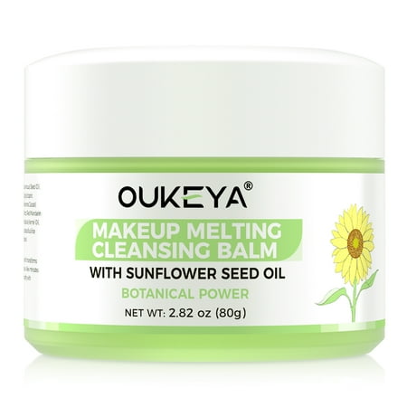 OUKEYA Cleansing Balm Makeup Remover with Sunflower Seed Oil and Botanical Extracts, Gentle for Sensitive Skin, 2.8 oz