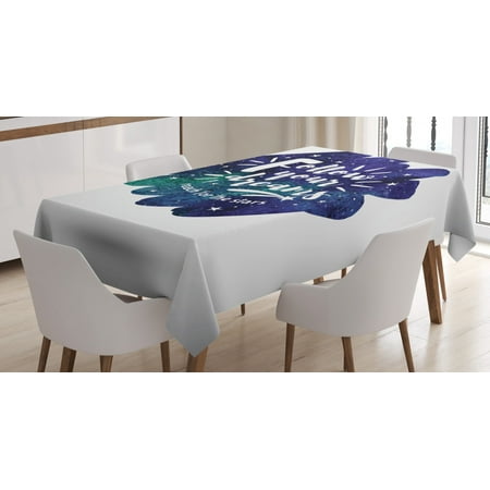 

Dream Tablecloth Cosmic Galactic Watercolor Brush Stroke Shape with an Encouraging Quote Rectangular Table Cover for Dining Room Kitchen 60 X 90 Indigo Sea Green White by Ambesonne