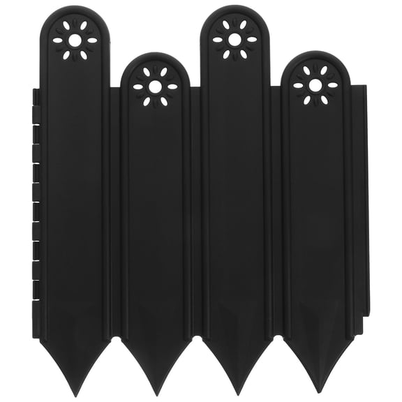FOMIYES Black Plastic Garden Fence Panels for Flower Beds and Lawns, PP Material, Set of