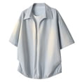 thumbnail image 3 of hotojiny Men T Shirts Loose Fit Half Sleeve Casual Streetwear Fashion Striped Tops Lightweight Collared Shirt Summer Clothes, 3 of 4