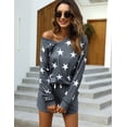 thumbnail image 5 of Purcoar Womens Outfits Set Casual 2 Piece Long Sleeve Tops & Shorts with Pocket Loungewear, 5 of 8