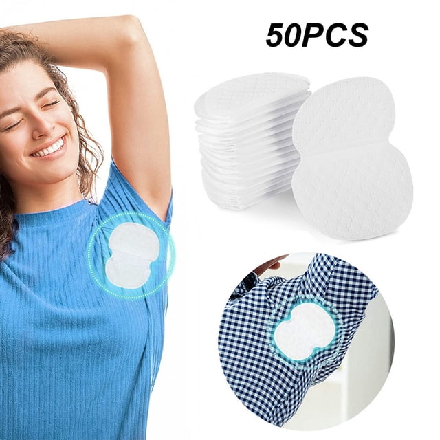 Fiudx Almohadillas Desechables Absorbentes de Sudor para Axilas, de Microfibra Sin Olor, de Alta Adherencia, para Uso Diario, para Viajes y Oficina, para Hombres y Mujeres, 50 Unidades