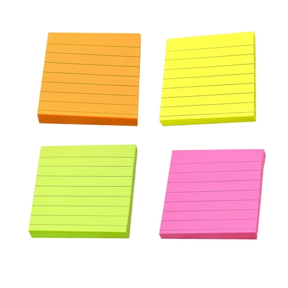 4 Unids Cuadrado Índice Bloc de notas adhesivas Bloc de notas adhesivas a rayas Papel Kraft Bloc de notas Color caramelo Blocs de notas autoadhesivas Rojo Amarillo Verde Naranja