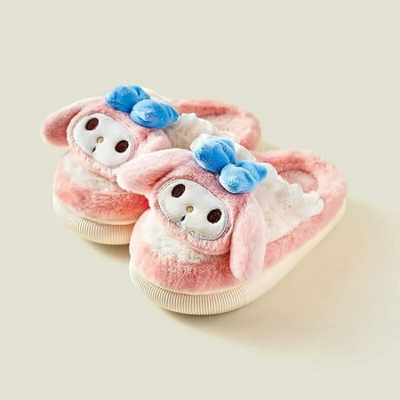 

New Hello Kittys Sanrios Cotton Slippers Anime Sweet and Fresh Kawaii Children s Winter Warmth Plus Velvet Soft and Non-Slip