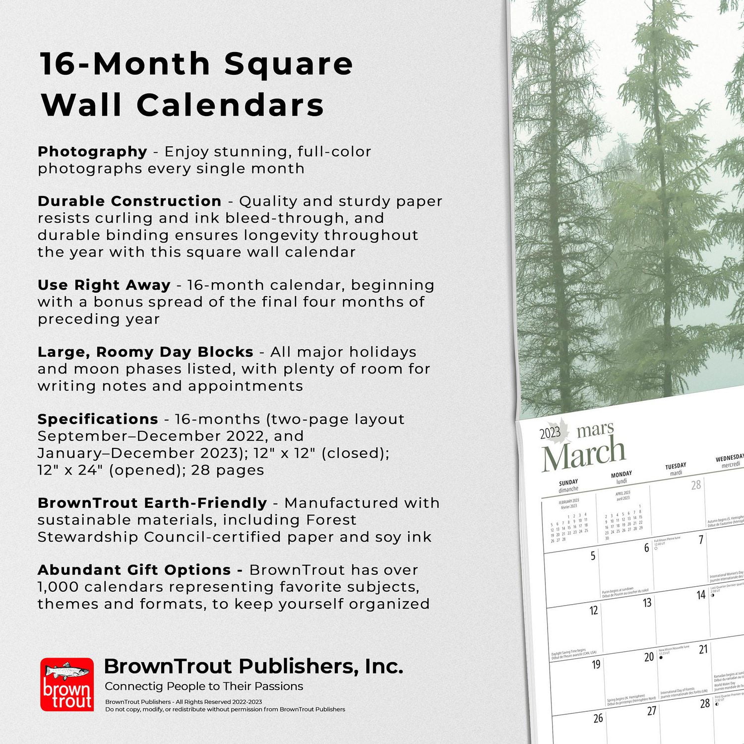 Northern Ontario | 2023 12x24 Inch Square Wall Calendar