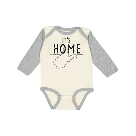 

Inktastic It s Home- State of West Virginia Outline Distressed Text Gift Baby Boy or Baby Girl Long Sleeve Bodysuit