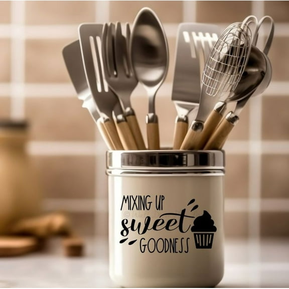 Mixing Up Sweet Goodness Stand Mixer Decoration Decals - Kitchen Appliance Decal Quote - Vinyl Decals for Kitchen Mixers - Kitchen Counter Cover Appliance Bowl Decor Sticker, Black