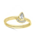 thumbnail image 4 of CHOOSE YOUR COLOR Gold-Tone Solitaire Teardrop White CZ Ring .925 Sterling Silver Band Female Size 8, 4 of 4