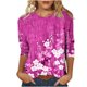 thumbnail image 2 of Karight Women's Floral Printed Tops 3/4 Sleeve Tunic T Shirts Crew Neck Plus Size Trendy Outfits Vacation Outfits, 2 of 5