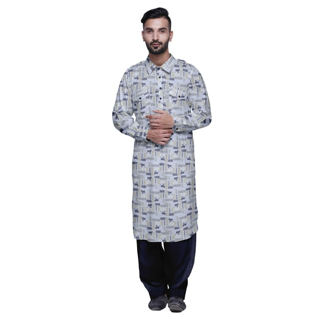 Atasi Kurta Classique à Col et Manches Longues pour Hommes, Ensemble Kurta de Mariage