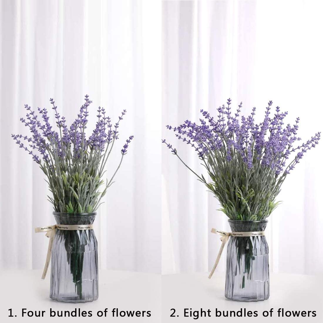 Artificial Lavender Flowers with Silk Flocked Fake Lavender Plant for Wedding Home Table Centerpiece Decor-Pack of
