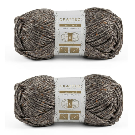 Crafted by Catherine Grey Tonal Tweed Super Bulky Yarn, 125 yards, 7oz/200g (2 Pack)
