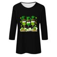 thumbnail image 4 of Meichang Hauts et Blouses à Manches 3/4 pour Femmes en Liquidation, Chemises de la Saint-Patrick Imprimé Trèfle Trèfle Col Rond Coupe Ample, 4 of 4