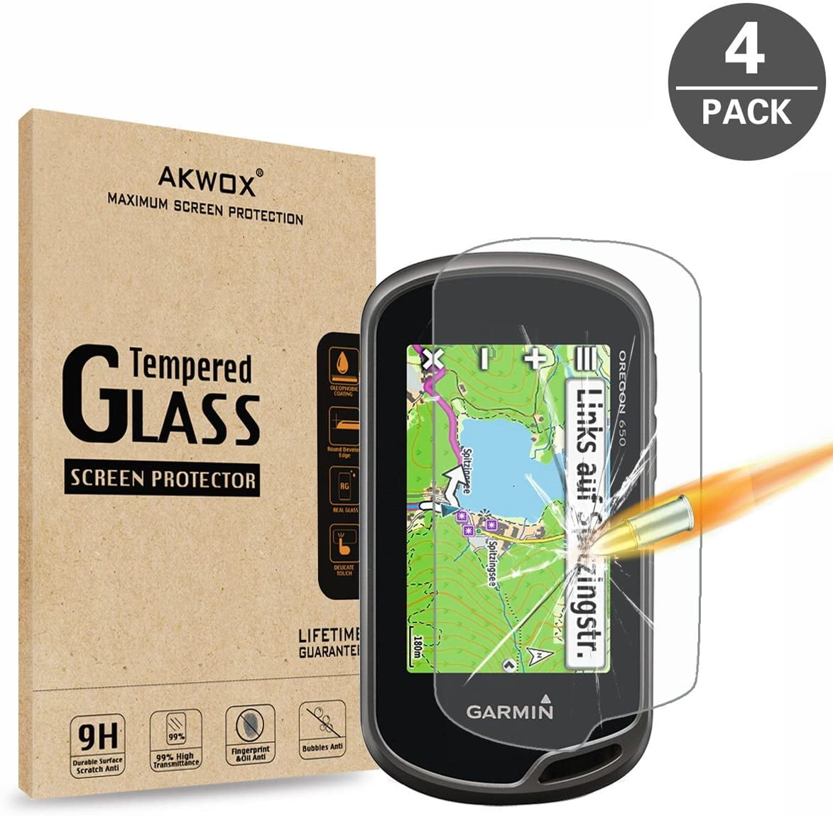 (Pack of 4) Tempered Glass Screen Protector for Garmin Oregon 600(t