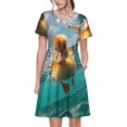 thumbnail image 1 of Balery Underwater Swimming Duck Vestidos sueltos de manga corta para mujer, vestidos de verano 2025, vestidos casuales de corte A con vuelo., 1 of 6
