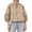 04-Khaki, variant on Womens Cropped Funnel Neck Jackets Casual Plain Long Sleeve Full Zip Jacket with Pockets for Women Fashion Fall Outerwear White L
