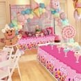 4 Pack Candy Land Tablecloths 86 x 51 Inch Lollipop Plastic Tablecloths