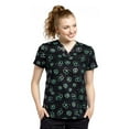 thumbnail image 1 of White Cross Women's V-Neck Clover Print Scrub Top, 1 of 1
