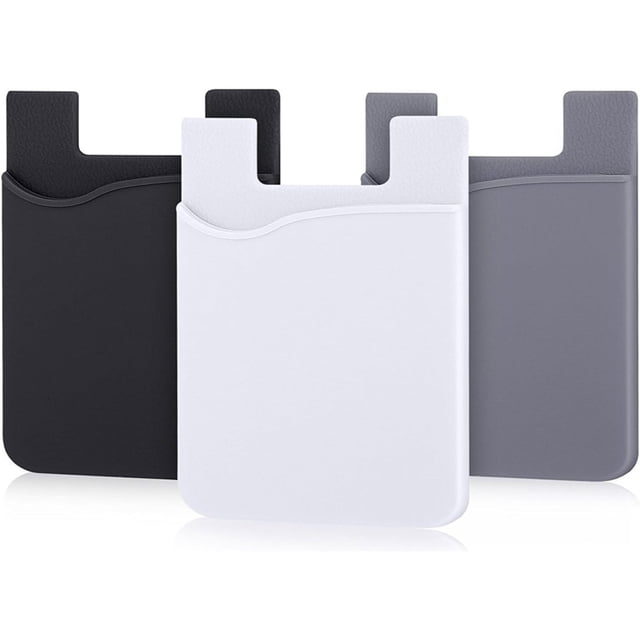 Cartera para teléfono móvil, cartera adhesiva para tarjeta de crédito, tarjeta de visita e identificación, funciona con casi todos los teléfonos, gris/negro/blanco