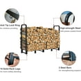 thumbnail image 3 of Firewood Rack Outdoor 8ft Heavy Duty Logs Holder for Indoor Fireplace Metal Wood Pile Storage Stacker Organizer, Matte Black, 3 of 7