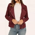 thumbnail image 6 of Babysbule Fall Jackets for Women ClearanceWomen's Fall Faux Suede Biker Moto Jacket Fashion Long Sleeve Zipper Short Casual Coat With Pockets Women's Tops Blouse, 6 of 8