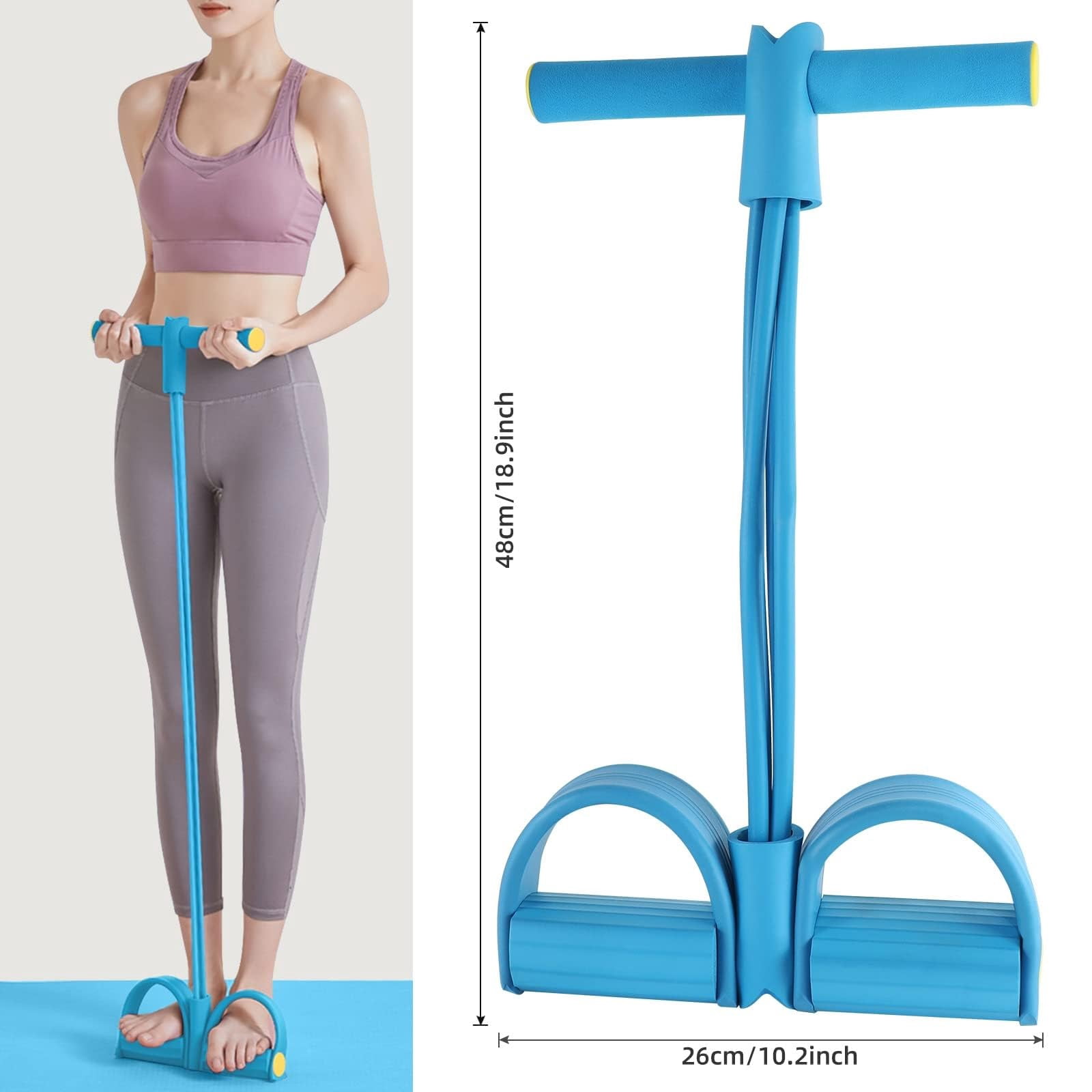 Tension Rope, Multifunctional Pedal Resistance Bands with Foam Handles, Non-Slip Sit Up Exercise Equipment, Portable Full Body Strength Training Workout Gear for Men Women Home Gym