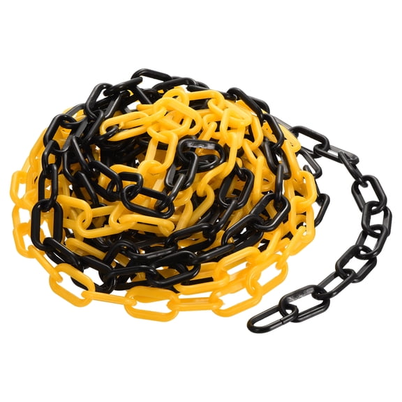 Plastic Chain Links, 1.4-Inch 25 Foot Barrier Chain, Black/Yellow