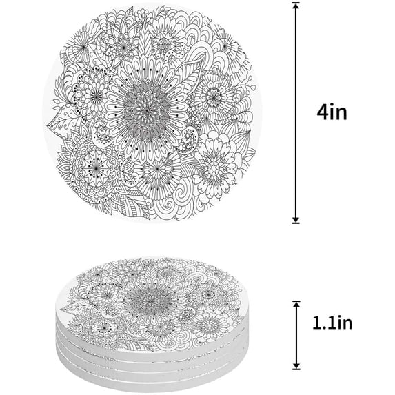 FMSHPON Mandala Pattern Set of 8 Round Coaster for Drinks, Absorbent Ceramic Stone Coasters Cup Mat with Cork Base for Home Kitchen Room Coffee Table Bar Decor