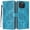 Blue, variant on For Apple iPhone 16e / iPhone 17e 6.1" Flower Embossed Buckle Case, Card Slots/Pocket, PU Leather Flip Wallet Case With Short Wrist Strap,Gold,For iPhone 16e / 17e