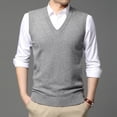 thumbnail image 3 of Dpytoraw Mens Fashion Casual Jacquard V Neck Jacquard Bottomed Plaid Shirt Sleeveless Sweater Vest, 3 of 4