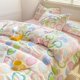 thumbnail image 3 of Juego de 4 fundas de edredón sin relleno, estilo coreano, tamaño Queen, para niñas y niños, juego de sábanas planas, fundas de almohada y colcha, 3 of 5