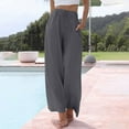 thumbnail image 2 of Clothing 2025 Women's Casual Pants Linen Pants Women Summer Wide Leg Pants Drawstring Elastic Waist Pants High Waisted Pants Casual Beach Trousers Women Blendingpants, 2 of 5