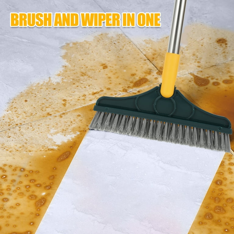Floor Scrub Brush 2 In 1 Long Handle Bathroom Wiper Stiff Bristle
