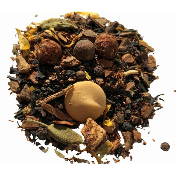 Nelson's Tea - Caramel Apple Chai - Red Rooibos Loose Leaf Tea -  cinnamon chips, black tea, peppercorn, ginger root, caramel chips, cardamom, clove, orange peel, dried apples, and marigold (2 oz)