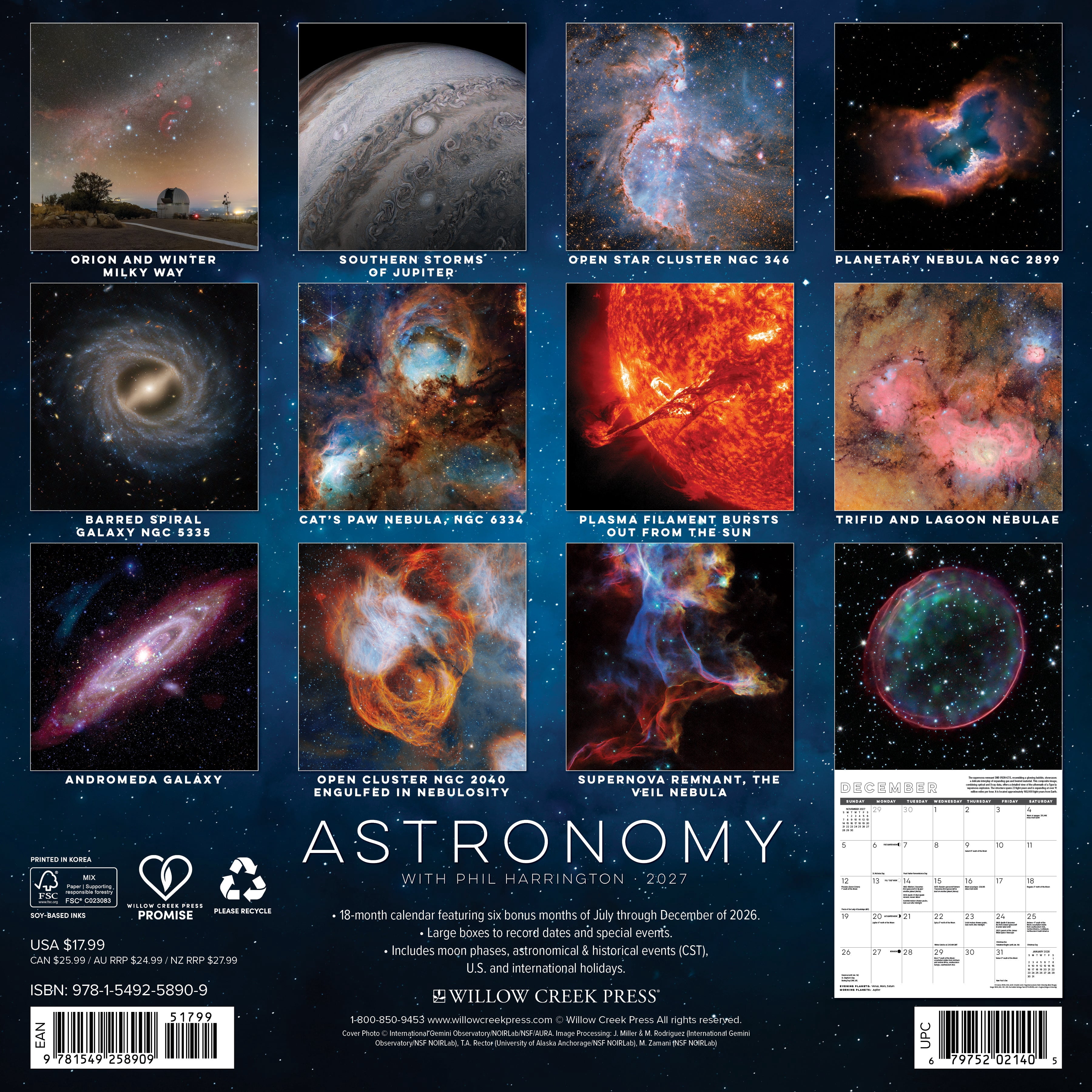 Willow Creek Press, Astronomy 2027 Wall Calendar