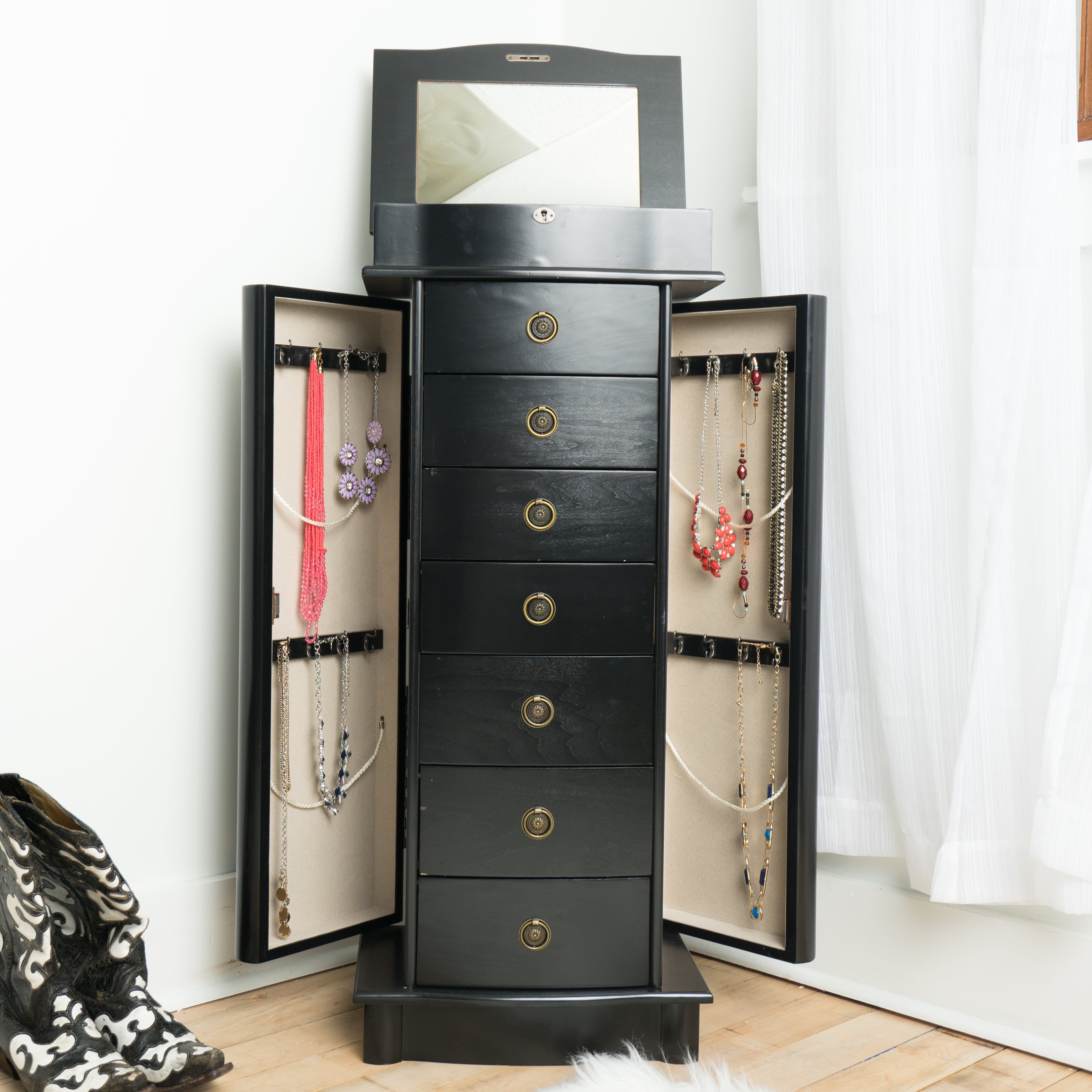 Hives honey nora standing jewelry armoire walnut