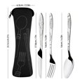 thumbnail image 3 of 3pcsMulti-colorCutlery Set Steak Knife Fork Spoon w/Cloth Bag (Black), 3 of 3