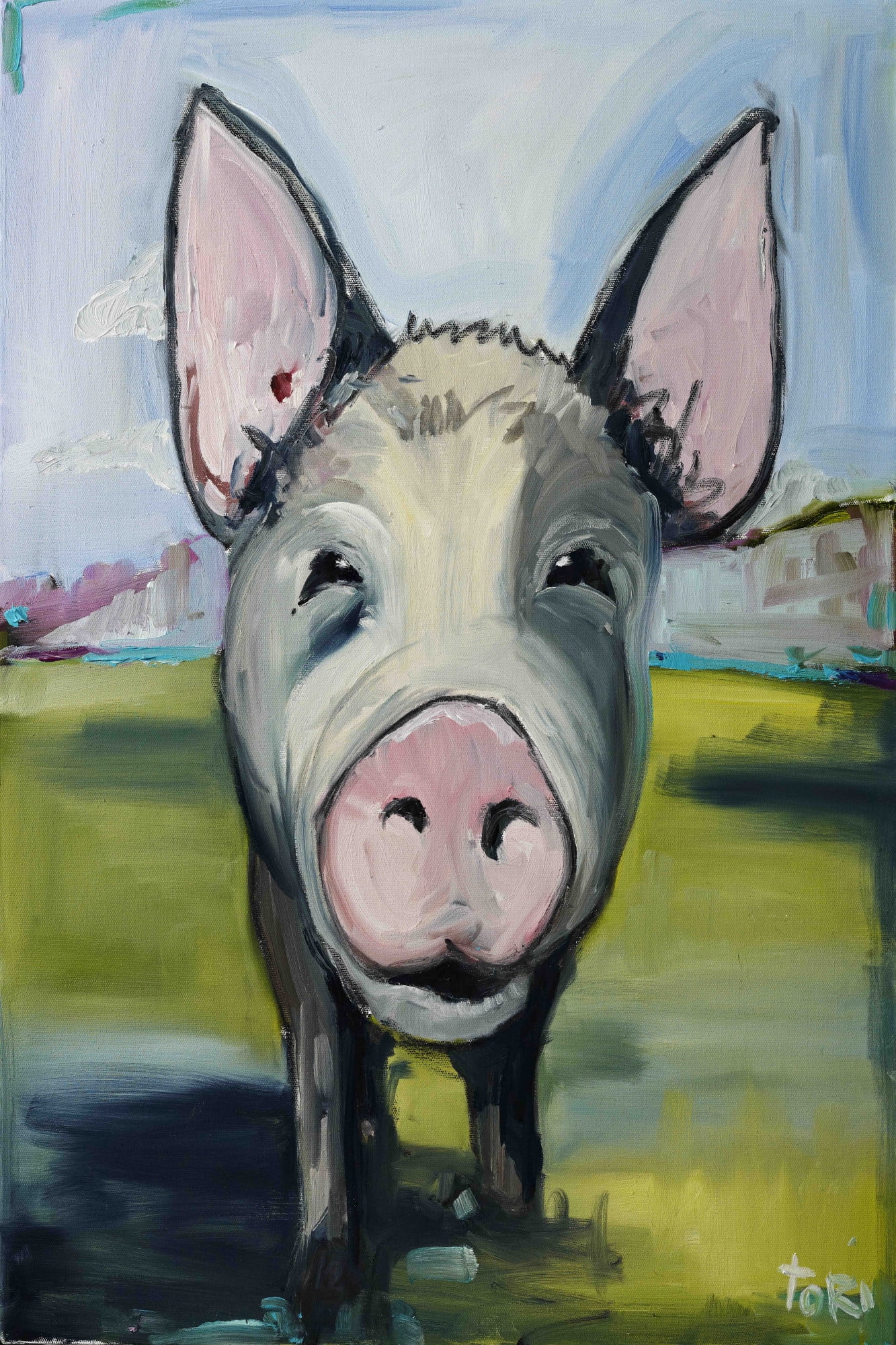Marmont Hill Inc Marmont Hill - "Hog Heaven" by Tori Campisi Painting Print on Canvas - Multi-color