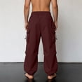 thumbnail image 6 of Men's Casual Cargo Pants Joggers Trousers Drawstring Elastic Waist Straight Leg Loose Fit Quick Dry Lightweight Breathable Versatile Function Pockets Daily Streetwear Athletic, 6 of 8