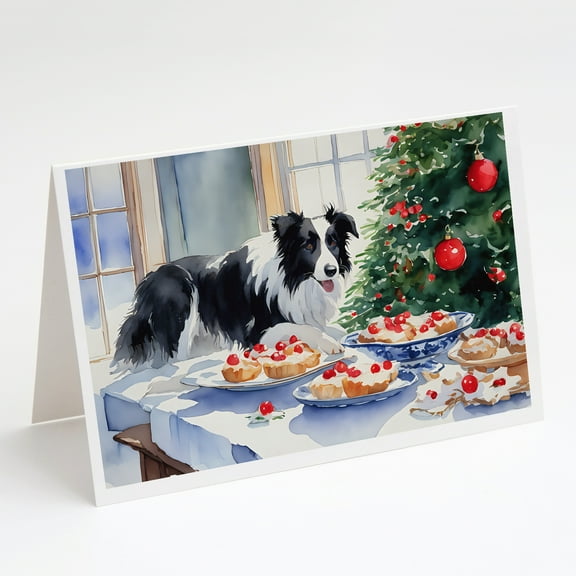 Border Collie Christmas Cookies Greeting Cards Pack of 8 7 in x 5 in