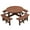 Brown, variant on Picnic Table Set for 8 Person, Circular Outdoor Wooden Table with 4 Built-in Benches and Umbrella Hole, Snack Table for Garden Patio Backyard Beach Camping, Brown