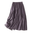 thumbnail image 2 of Summer Skirts for Women Solid Summer New Double Layer Cotton Linen Skirt For Women Lightweight Vacation Holidays Beach Fashion, 2 of 5