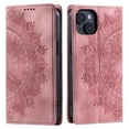 thumbnail image 2 of Case for iPhone 14 Plus Wallet Case for Women Girls with Card Holder, Embossed Flower Pattern Magnetic Flip PU Leather Purse Protective Phone Cover for iPhone 14 Plus, Pink, 2 of 11