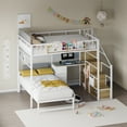 thumbnail image 6 of Advwin Full Over Twin Bunk Bed with Desk, Stairs, LED Light & Charging Station, L-Shaped Metal Loft Bed with Storage Shelves & Drawers, 6 of 11