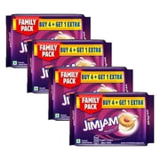 Britannia Treat Naughty Jim Jam Sandwich Biscuits 16.22oz (460g) - Pack of 4 - Breakfast & Tea Time Snacks - Delicious Grocery Cookies - Suitable for Vegetarians