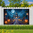 thumbnail image 2 of Gothic Design Halloween Banner Spooky Castle Jack O Lantern Decorative Spooky Scene Pumpkin for Halloween Party Yard Decor, 2 of 9