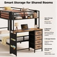 thumbnail image 3 of Miniyam Twin Over Twin Bunk Bed with Desk, Storage and Charging Station, Metal Frame, Black, 3 of 8
