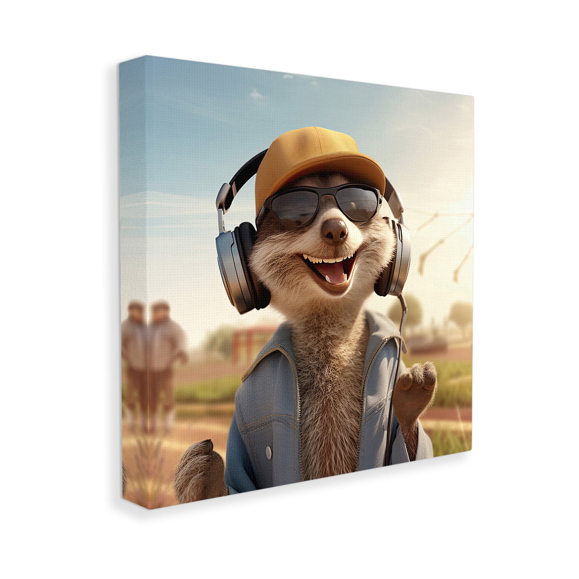 Stupell Industries Happy Fox with Headphones Animals & Insects Painting Gallery Wrapped Canvas Art Print Wall Art, 30 x 30